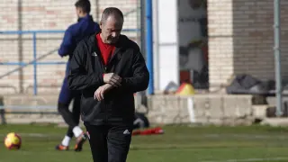 Víctor Fernández, este jueves, en la sesión preparatoria del Real Zaragoza.