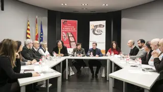 Los representantes de las academias de cine españolas, reunidos en Zaragoza.