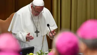 El Papa Francisco durante la reunión para la protección de menores.