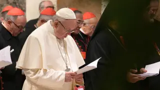 El Papa francisco durante una homilía en la cumbre sobre los abusos a menores.