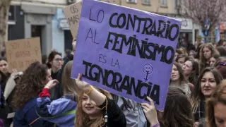 Imagen de la manifestación feminista del pasado 8 de marzo de 2018 en Zaragoza.