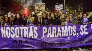 Un instante de la manifestación feminista del año pasado en Zaragoza