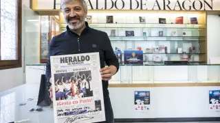 Nayim, exjugador del Real Zaragoza, visita HERALDO DE ARAGÓN.