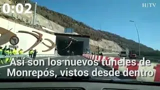 Este jueves por la mañana se han abierto al tráfico los nuevos tramos de la A-23 en Monrepós (Huesca). El primer conductor en atravesar los dos nuevos túneles ha grabado el momento.