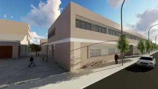 Recreación del nuevo colegio La Purísima y San Antonio, en el barrio Jesús de Zaragoza.