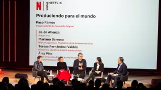 El vicepresidente de contenido original de Netflix, Paco Ramos, durante la presentación de su primera sede de producción en Europa.