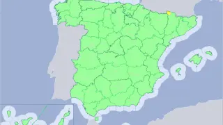 Mapa de España con la previsión del tiempo hasta Miércoles Santo