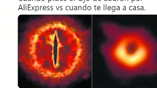Uno de los memes con el agujero negro, haciendo referencia a Sauron.