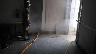 Incendio simulado en las prácticas turiasonenses.