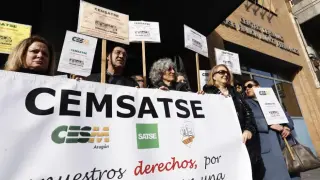 Una protesta de médicos y enfermeras en Zaragoza.