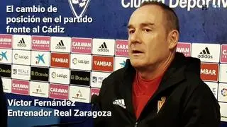 Víctor Fernández, entrenador del Real Zaragoza, habla sobre el cambio de táctica que usó en Cádiz, la importancia de los próximos tres puntos frente al Alcorcón y el plus que supone jugar en La Romareda.