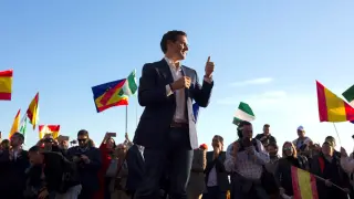 El líder de Ciudadanos, Albert Rivera, este viernes en un mitin de campaña en Málaga.