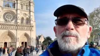 El zaragozano José Antonio Gracia, en la catedral de Notre Dame minutos antes del incendio