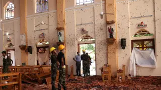 Una de las iglesias atacadas este domingo en Sri Lanka