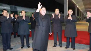 North Korean leader Kim Jong Un departs to visit Russia at undisclosed location in this undated photo released on April 23, 2019 by North Korea's Central News Agency (KCNA). KCNA via REUTERS    ATTENTION EDITORS - THIS IMAGE WAS PROVIDED BY A THIRD PARTY. REUTERS IS UNABLE TO INDEPENDENTLY VERIFY THIS IMAGE. NO THIRD PARTY SALES. SOUTH KOREA OUT. NO COMMERCIAL OR EDITORIAL SALES IN SOUTH KOREA. [[[REUTERS VOCENTO]]] NORTHKOREA-POLITICS/