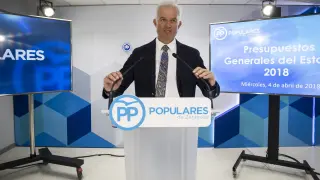 El candidato del PP, Eloy Suárez, el pasado 4 de abril