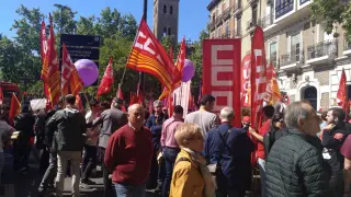 Los sindicatos han difundido fotos de las movilizaciones en Zaragoza por las redes sociales