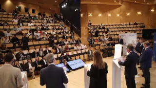 Los candidatos, en el debate a 8 celebrado por HERALDO en la sala Luis Galve del Auditorio.