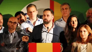 El líder de Vox, Santiago Abascal, en un acto de campaña.