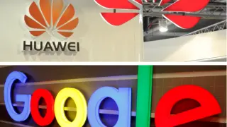 Logotipos de Huawei y Google