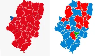 Comparativa de los resultados de las elecciones municipales por comarcas 2019 - 2015