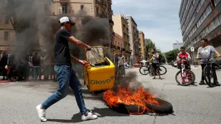 Protesta en Barcelona tras la muerte del repartidor