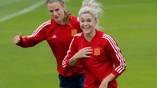 Mapi León, capitana de la selección española de fútbol femenino, en Lille entrenando el pasado 13 de junio, día que cumplió 24 años.