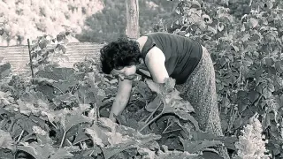 Una de las imágenes, en la que se puede ver a una mujer realizando labores agrarias.