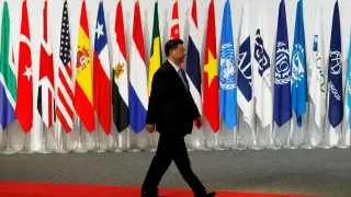 El presidente de China, Xi Jinping, llega a la cumbre del G-20 en Osaka.
