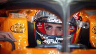 El piloto español Carlos Sainz durante los entrenamientos para el Gran Premio de Austria.