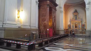 El acceso a la basílica del Pilar por la puerta donde se produjo el accidente se encuentra actualmente cerrado al público.