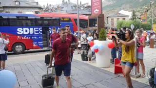 Álex Gallar, en la llegada de la SD Huesca a Benasque.