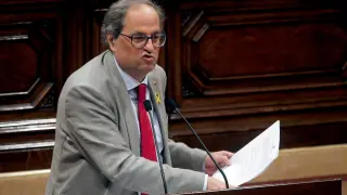 El presidente de la Generalitat, Quim Torra, durante el pleno del Parlament.