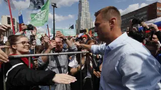 Alexei Navalni, el principal opositor de Putin, durante una manifestación en Moscú.