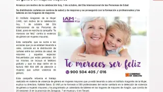 Nota de prensa del Gobierno de Aragón explicando la campaña del IAM lanzada en 2017.