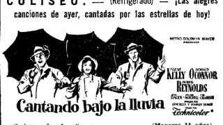 Anuncio del reestreno de 'Cantando bajo la lluvia' en el cine Coliseo, en los años 60