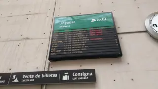 Información de trenes cancelados este domingo en la estación Delicias de Zaragoza