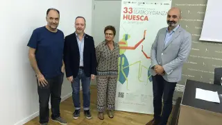 La feria se ha presentado este martes en Huesca. De izquierda a derecha, Luis Lles, Ramón Lasaosa, Maribel de Pablo y Víctor Lucea.