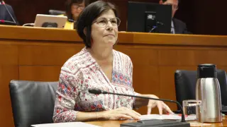 Carmen Martínez Urtasun, este martes, durante su comparecencia en la Comisión de Educación de las Cortes de Aragón.