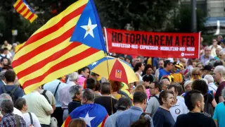 Manifestación en Barcelona encabezada por la ANC.