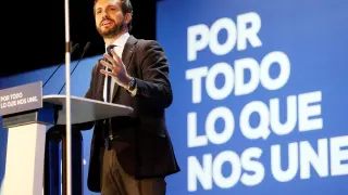 Pablo Casado, el domingo, en un encuentro del PP en San Vicente del Raspeig (Alicante)