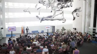 Presentación del Gobierno de Aragón de las líneas maestras del proyecto Ebro 2030 en la Torre del Agua de Zaragoza.