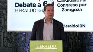 Minuto de oro de Pedro Fernández, candidato del Vox al Congreso por Zaragoza en el debate de HERALDO.