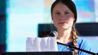 Greta Thunberg en un acto en Los Ángeles