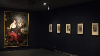 Una de las salas del Museo Goya, con pinturas como la ‘Alegoría del verano’, de Juan van der Hamen, y grabados flamencos.