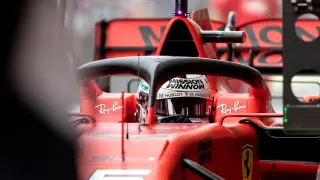 El piloto alemán Sebastian Vettel, este viernes, durante el primer entrenamiento libre para el Gran Premio de Brasil.