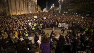 Imagen de archivo de la manifestación del pasado 8 de marzo, Día de la Mujer Trabajadora, en Zaragoza.