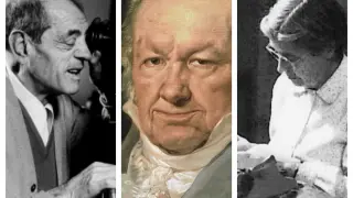 Los aragoneses Luis Buñuel, Francisco de Goya y María Moliner.