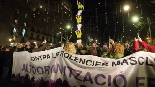 Manifestación contra la violencia de género en Barcelona.