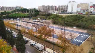 Estado de la construcción del aparcamiento de la Aljafería.